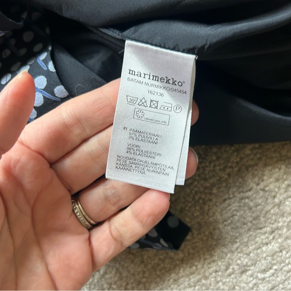 Marimekko blue ditsy floral sleeveless shift dress size 38/small bohemian career - Picture 5 of 10